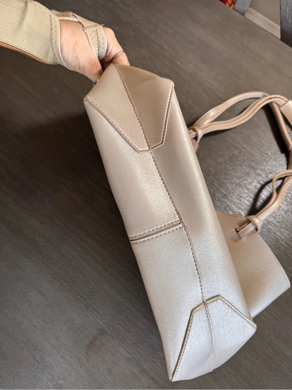 Neiman Marcus Light Gold Metallic Tote Bag